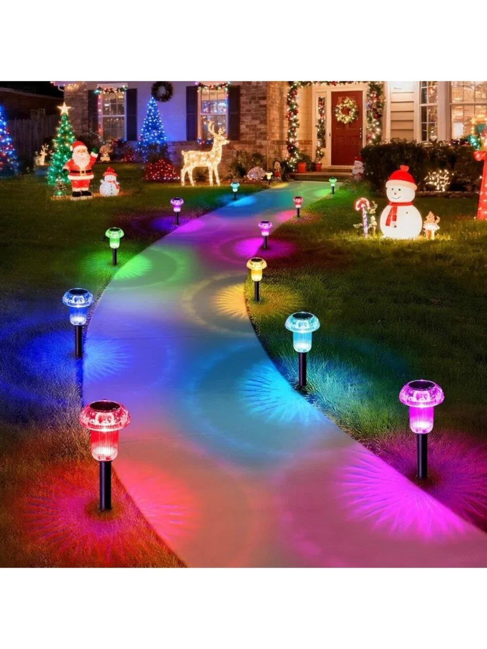 Color Changing LED Solar Christmas Lights - Waterproof Outdoor 8 Pack Decor